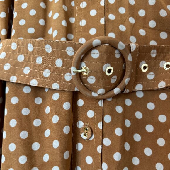 Zimmermann Brown Polka-Dot Silk Midi Dress – Size 1 (US 4) - Picture 9 of 14